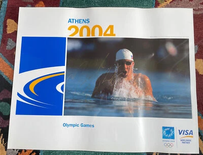 2004 Athens Olympics Gold Medalist Michael Phelps Signed Poster Gold Ink - Image 1 of 4
