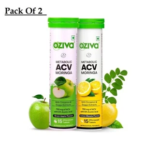 OZiva ACV Moringa Effervescent Tab Fast Weight loss Fat Burn Multi Flavor 30 Tab - Picture 1 of 10