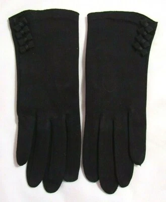 Guantes de tela CRESCENDOE negros vintage años 50 "cuero a medida" con lazos 6,5 Foto 1 de 4