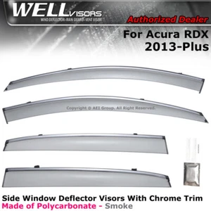 WELLvisors For Acura RDX 13-18 Side Clip on Rain Deflectors Window Visors Chrome - Foto 1 di 12