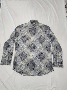 ETRO Milano Shirt Mens 42 Paisley Button Down Long Sleeve Linen Made in Italy - Picture 1 of 12