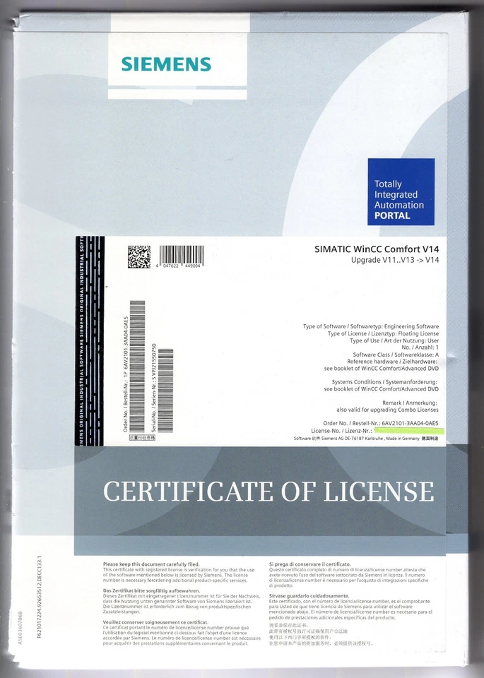 SIEMENS SIMATIC TIA Portal WinCC Comfort V14 SP1 - Imagen 1 de 1