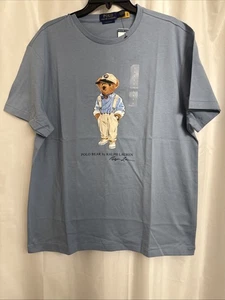 Polo Ralph Lauren Preppy Bear Classic Fit T-Shirt in Light Blue Men’s Sz L NWT* - Picture 1 of 9