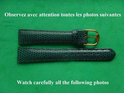 17 mm LUXE GIVENCHY BRACELET LEZARD VÉRITABLE BLEU PÉTROLE 14 MM COTÉ BOUCLE - Photo 1/4