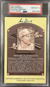 Placa de oro firmada por Greg Maddux postal de los Bravos Amarillos PSA/DNA Auto GEM 10 - Imagen 1 de 3