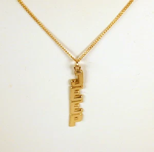 Gold Plated Sterling Silver Jeep Neckname Necklace Vertical Free U.S. Ship - Picture 1 of 2