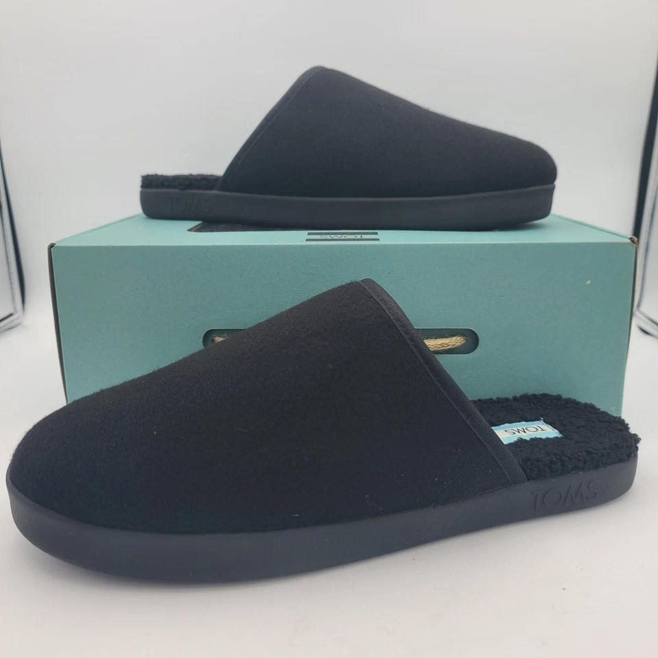 TOMS Harbor Slipper Black Reprieve Two Tone Felt Men's 9.5 BRAND