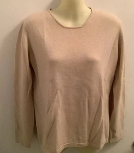 Womens Cashmere Long Sleeve Pullover Knit Sweater Top Beige Size M No Label - Picture 1 of 7