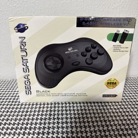 Retro-Bit 2.4GHz V2 Wireless Controller 8-Button Sega Saturn, Genesis Mini Black