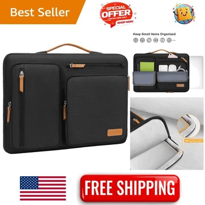 Capa preta para laptop 15-16 polegadas com alça extensível e fecho lateral com zíper - Imagem 1 de 4