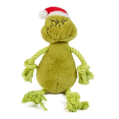 TJ MORRIS The Grinch Christmas Dog Toy, Squeaky Soft Grinch with Rope