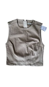 Abercrombie & Fitch Damen XS hellbraun ärmellos Denim Reißverschluss hinten Top neu mit Etikett - Bild 1 von 4