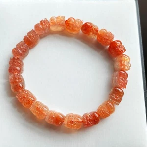 Bracciale 7,5 * 9 mm naturale raro cristallo fragola dorato Pi Xiu perline AAAAA C9 - Foto 1 di 9