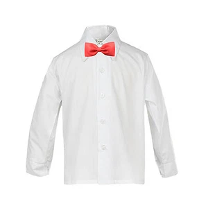 Baby Toddler Boy Kid Teen Formal White Button Down Dress Shirt RED Bow tie Sm-20 - Picture 1 of 3