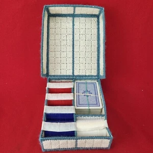 Juego de póquer hecho a mano estuche de plástico con punto de cruz viene con todo lo que se muestra en la foto - Imagen 1 de 6