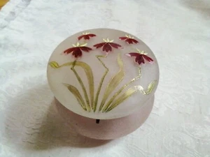 Altes Jugendstil Gefäß Satinglas Emailmalerei Art Nouveau Glas Dose um 1900 - Bild 1 von 11
