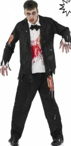 Gangster Zombie Costume HALLOWEEN FANCY DRESS Pin stripe Costume Large - Picture 1 of 1