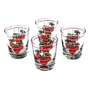 Christmas Ornament Cocktail Tumblers, Red and Green on Clear Glass, Set of 4 - Picture 1 of 3