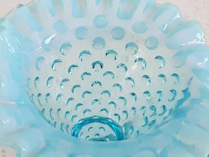 Rare Antique Fenton Vaseline Hobnail Opalescent Vaseline Glass Bowl Vase - Picture 1 of 12