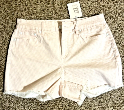 Pantalones Cortos Para Mujer Lauren Conrad Talla 10 Rosa y Blanco Elastizados Tiro Medio Puños Foto 1 de 4