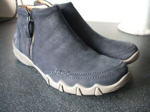 LADIES HOTTER ORTHOLITE STABILITY NUBUCK NAVY ANKLE BOOTS SZ 6.5 (UK) STD WILLOW