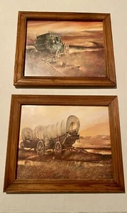 2 Ruane Manning Art Print Old Western Broken Stage Coach Wagon Wood Frame Sealed - Picture 1 of 6
