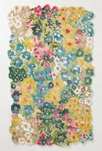 Cassia Yellow Floral Hand-Tufted wool and viscose Area Rug Carpet - Picture 1 of 5