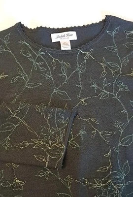 De Colección Judith Hart Mujer Talla M Negro Manga Larga Campana Mezcla Seda Cuentas Crochet Lux Foto 1 de 4