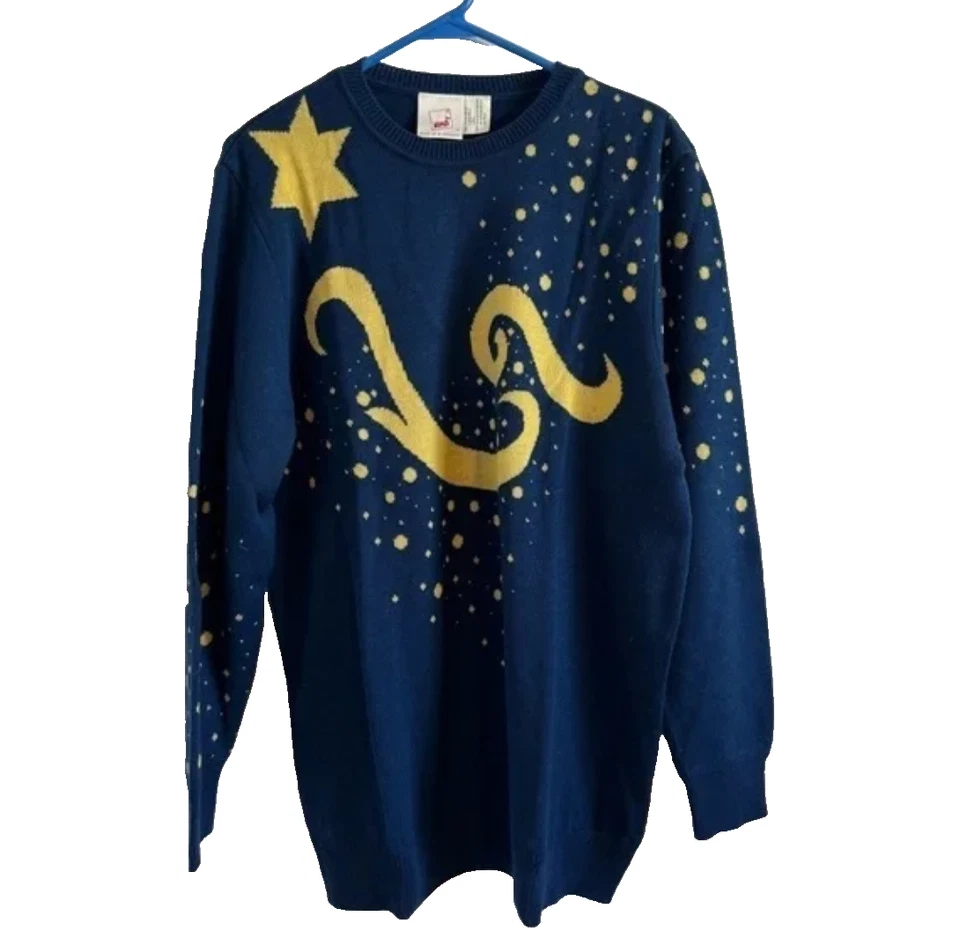 复古 Mondi 女式复古海军蓝和金色羊毛毛衣 42 码 — 第 1/4 张图片