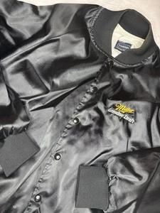 Vintage Vantage Miller Genuine Draft Nylon Snap Jacket Black Large Made in USA - Picture 1 of 7