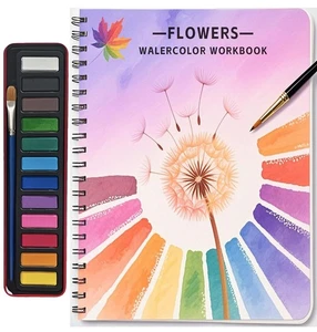 Watercolor Workbooks, Beginner Watercolor Painting Kit – 12 Colors Paint Set - Picture 1 of 5