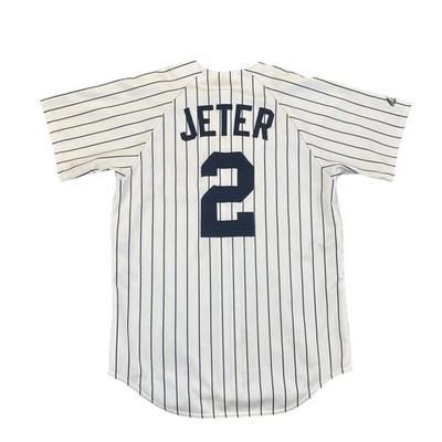 Camiseta mediana de los Yankees de Nueva York Derek Jeter para hombre majestuosa vintage a rayas Foto 1 de 4