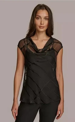 NWT Donna Karan New York Womens  Sheer Cowlneck Blouse/Cami Size XS $89 - Image 1 of 4