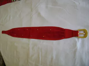 Gucci Belt Ladies Red Leather and Suede Size 70 - Picture 1 of 11