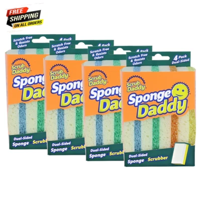 SCRUB DADDY, INC (4 Pack) Scrub Daddy Sponge Daddy Dual-Sided Non- Scratch Sponge, 4 Count 👌
