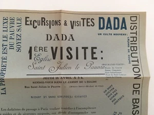 Tract Dada Excursions et 1ère visites Eglise Saint Julien Breton Tzara Picabia - Imagen 1 de 4