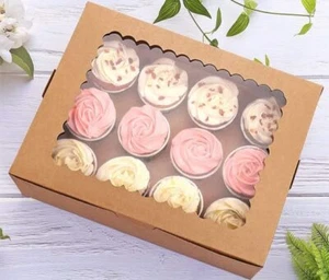 15pc Cupcake Boxes Bakery Boxes Fit 12 Cupcakes Muffins Pastries12 Inserts Wit - Picture 1 of 1