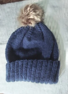 HANDMADE BY SELLER Knit Beanie Winter Faux Fur Pompom - Picture 1 of 2
