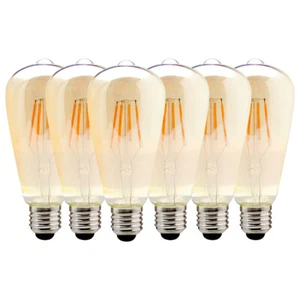 4/6Pcs ST64 Edison Vintage Dimmable LED Bulb Warm White E26 4/6/8W Amber Glass - Picture 1 of 11