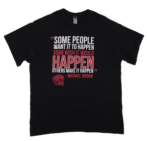 Vintage Michael Jordan Black GRAPHIC T-Shirt Mens S/M Boys Large MAKE IT HAPPEN - Picture 1 of 3