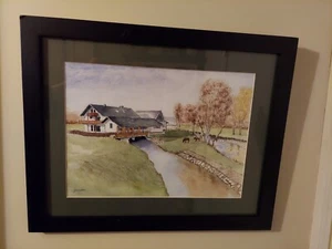 JAMES M KUNKLE "GERMAN FARMHOUSE" ORIGINAL PEN & INK WATERCOLOR SIGNED - Picture 1 of 12