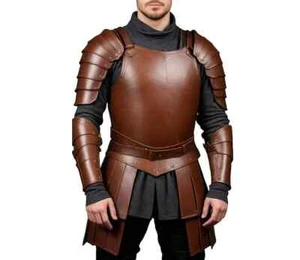Medieval Leather Armor for Men – Handmade Genuine Brown Leather Armor for LARP & - Picture 1 of 2