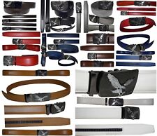 men's belt leather dress belt automatic lock click comfort eagle belt buckle