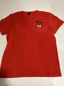 JUST CAVALLI Printed Palm Tree Logo Shirt Men’s Size XL Red Small Fitting - Picture 1 of 5