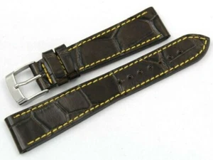 New Watch Strap Alligator Real Leather Colour Dark Olive 20/16 Veritable - Picture 1 of 4