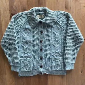 Vintage Women's Blarney Woollen Mills Handloomed IRELAND Wool Aran Sweater SMALL - Picture 1 of 8