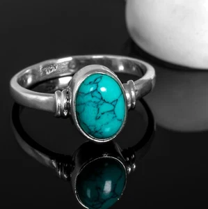 Gorgeous Oval TURQUOISE 925 Sterling Silver Gemstone Ring RRP £36.99 Gift Boxed - Picture 1 of 6