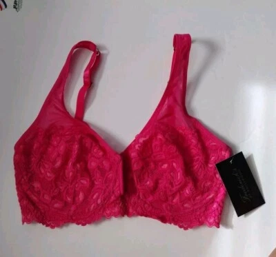 FREDERICK'S of HOLLYWOOD JESSICA lined LACE 32D Floral Pink Design  - Image 1 of 4