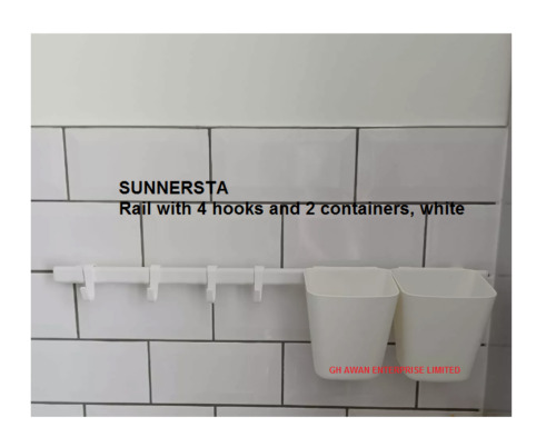 Ikea Sunnersta Kitchen Wall Rail 4x Hooks 2x Container 1x Rack Set,404.545.60