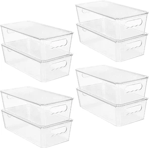 Vtopmart 8Pcs Clear Organizers and Storage Bins with Lids, Stackable Plastic Sto - Picture 1 of 12